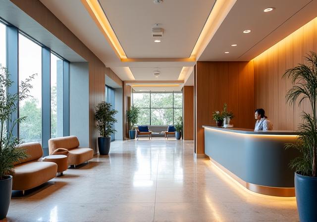 The clean, modern and welcoming main lobby of Wagashi Pet Suites.